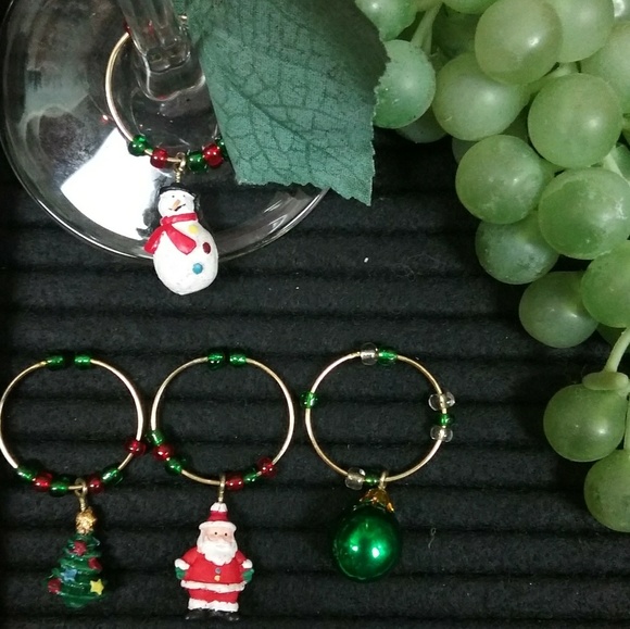 Christmas Theme Wine Glass Charms (4) - Picture 4 of 7